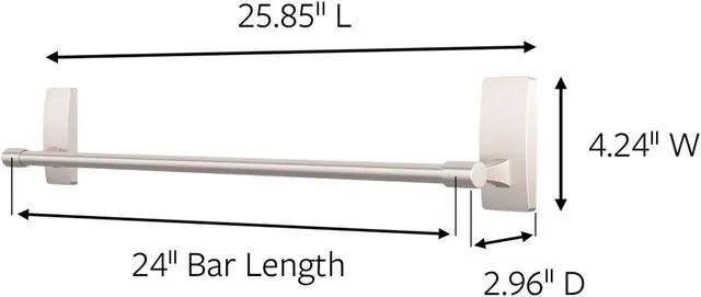 Alt view image 7 of 7 - Command Bath Towel Bar [Removable]: 24 in. width (Satin Nickel) *4 strips
