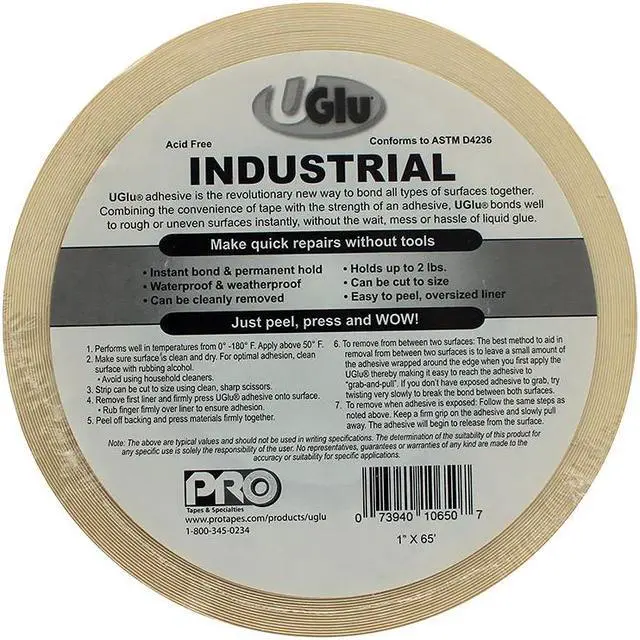 Alt view image 3 of 4 - Pro Tapes UGlu Adhesive Tape [Double-Sided]: 3 in. width (Clear) *5-pack