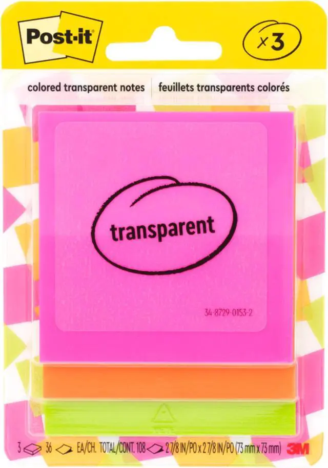Alt view image 10 of 11 - Post-it Transparent Notes 2-7/8" x 2-7/8" 36 Sheets/Pad 1 Pad/Pack (600-TRSPT) - OEM