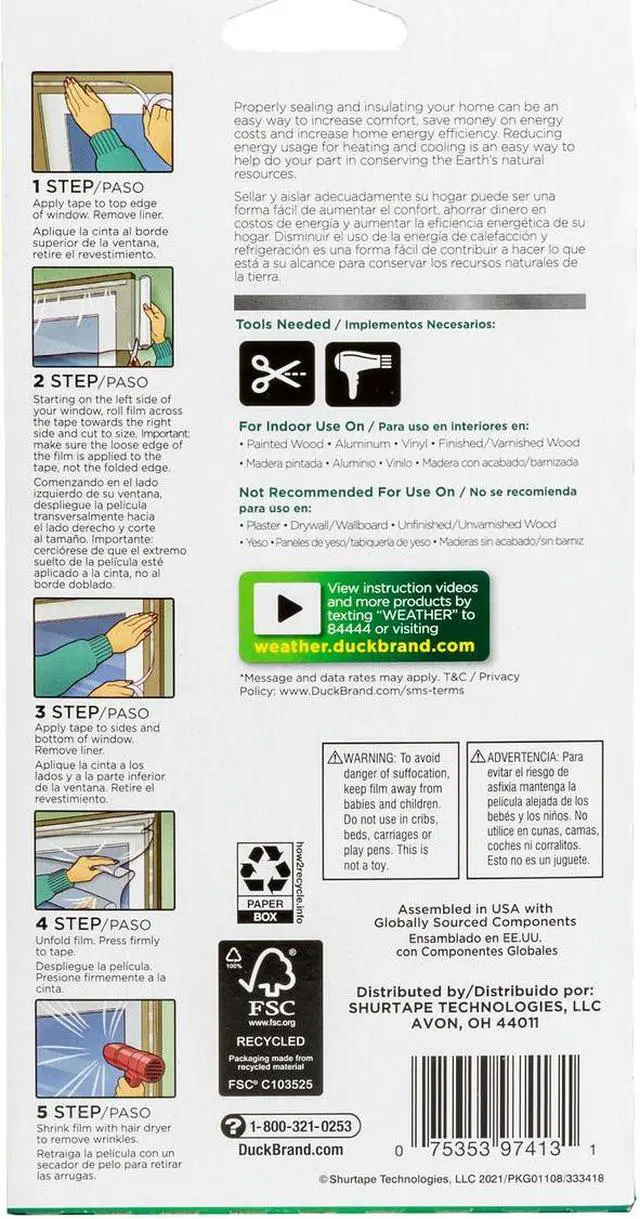 Alt view image 6 of 6 - Duck Brand Rolled Window Insulation Kit: 84 in. x 120 in. (Clear)