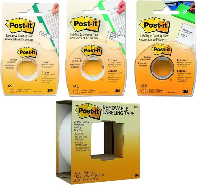 Alt view image 6 of 7 - Post-it Labeling and Cover-Up Tape: 1 in. x 700 in. (White)