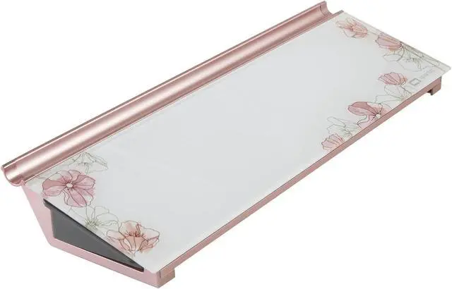 Alt view image 2 of 15 - quartet glass desktop computer pad, 18" x 6", whiteboard, dry erase surface, floral (gdp186p)