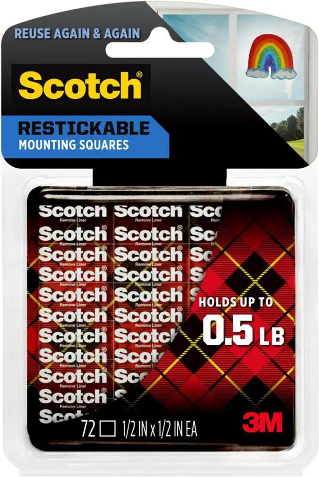 Main image of Scotch Restickable Mounting Squares: 1/2 in. width (Clear) *72-pack