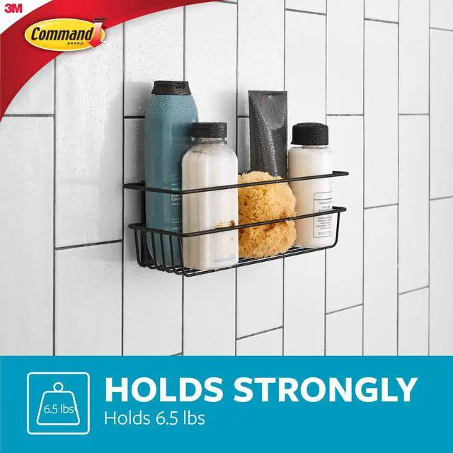 Alt view image 4 of 7 - Command Metallic Shower Caddy [Removable]: 12.76 in. x 4 in. (Satin Nickel)