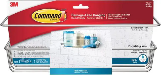 Main image of Command Metallic Shower Caddy [Removable]: 12.76 in. x 4 in. (Satin Nickel)