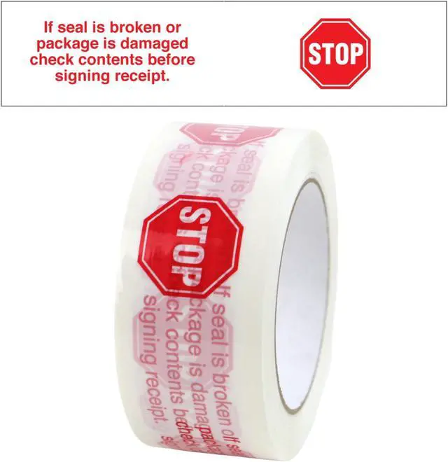Alt view image 2 of 5 - FindTape Printed Carton Sealing Tape (BOPP-LEG): 2 in. (48mm actual) x 110 yds. (White with Red "STOP - If Seal Is Broken" printing)