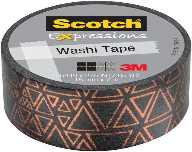 Main image of Scotch Expressions Foil Washi Tape: 0.59 in. x 393 in. (Black and Copper Foil Triangles)