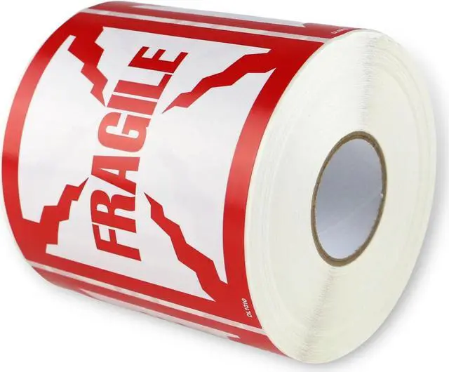 Alt view image 2 of 6 - FindTape Fragile Labels [Manufactured in USA]: 3 in. x 5 in. (White with Red "FRAGILE HANDLE WITH CARE" printing) *500-labels