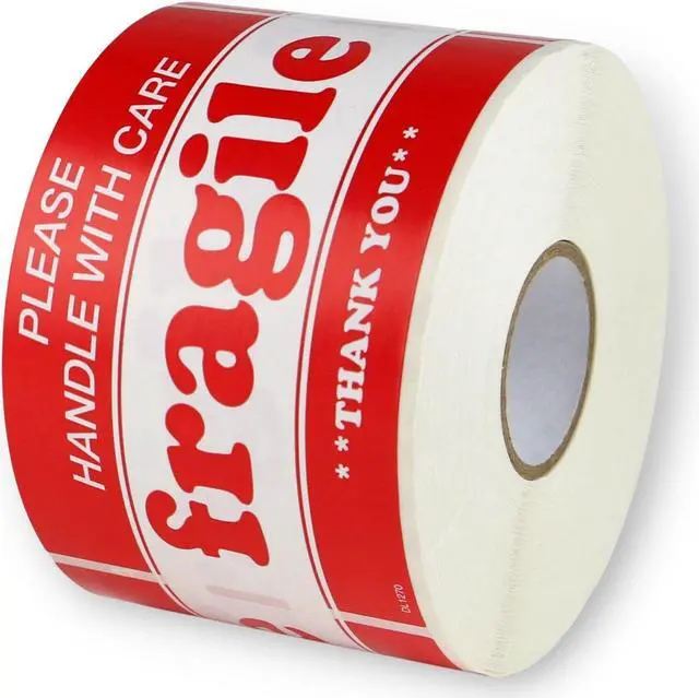 Alt view image 3 of 6 - FindTape Fragile Labels [Manufactured in USA]: 3 in. x 5 in. (White with Red "FRAGILE HANDLE WITH CARE" printing) *500-labels
