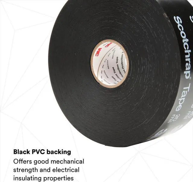 Alt view image 6 of 7 - 3M Scotchrap All-Weather Corrosion Protection Tape [20 mil] (51): 4 in. x 100 ft. (Black / With Printing)