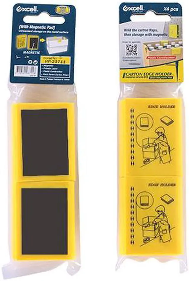 Main image of Excell Carton Edge Holder with Magnetic Pad (HP-23711MY): 4-piece pack (Yellow)