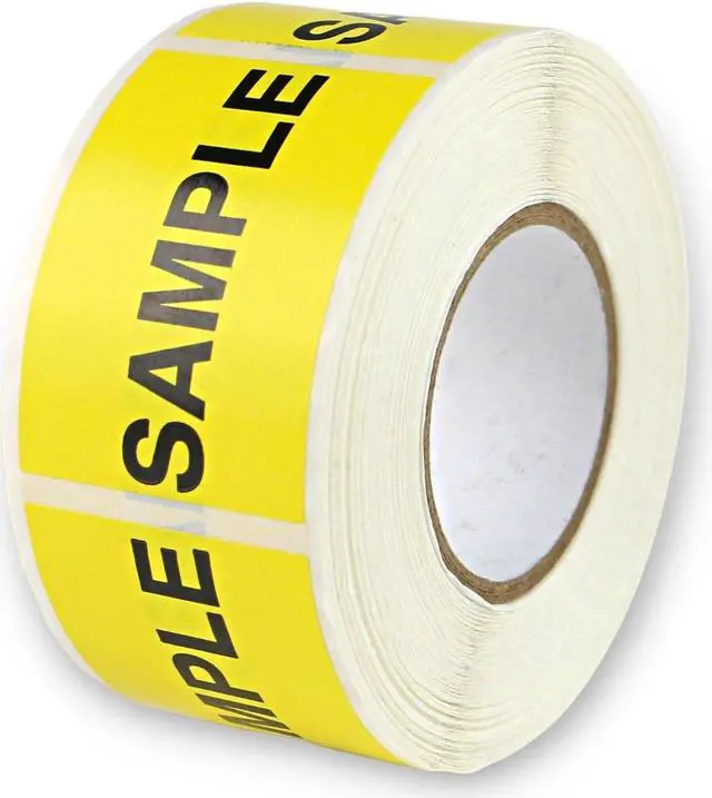 Alt view image 3 of 5 - FindTape Production & Quality Control Labels [Manufactured in USA]: 1-3/8 in. x 2 in. (Yellow with Black "SAMPLE" printing) *500-labels