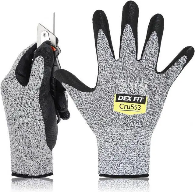 Main image of Muveen Level 5 Cut Resistant Gloves [DEX FIT Cru553]: small / 1 pair (Grey)