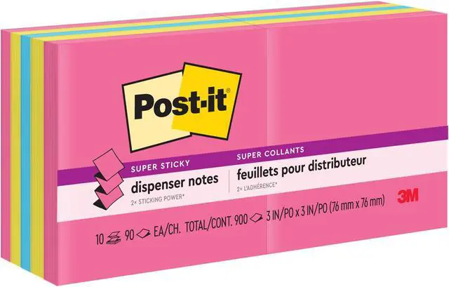 Alt view image 19 of 20 - Post-it Pop-up Recycled Notes in Bora Bora Colors 3 x 3 90-Sheet 6/Pack R3306SST