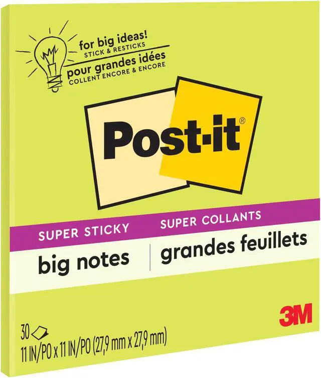 Alt view image 11 of 20 - 3M Notepad Post-it Big Notes Super Sticky 30 Shts 11"x11" GN BN11G
