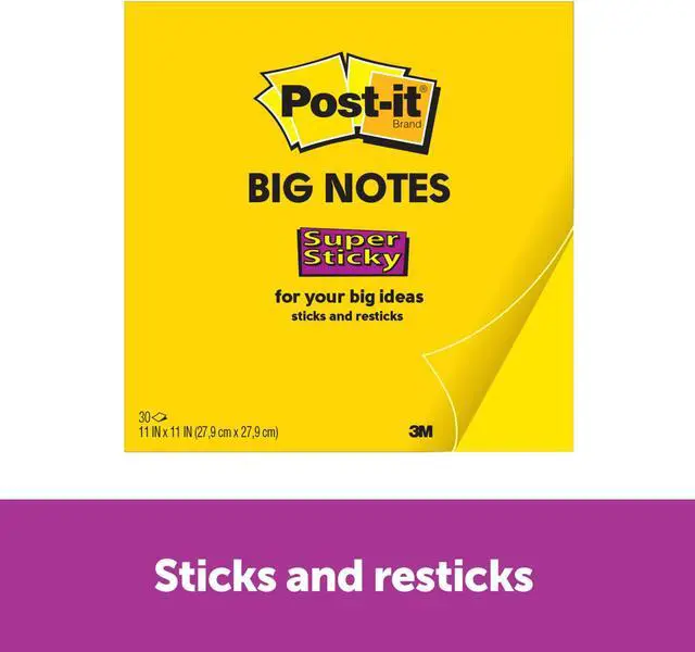 Alt view image 12 of 20 - 3M Notepad Post-it Big Notes Super Sticky 30 Shts 11"x11" GN BN11G