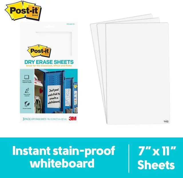 Alt view image 11 of 15 - Post-it Dry Erase Sheets 7" x 11.3" 3/Pack (DEFSHEETS-3PK)