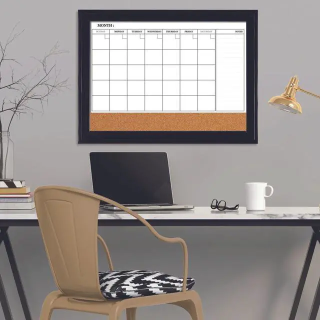 Alt view image 17 of 20 - Quartet Combination Magnetic Whiteboard Calendar & Corkboard 23x17 Black