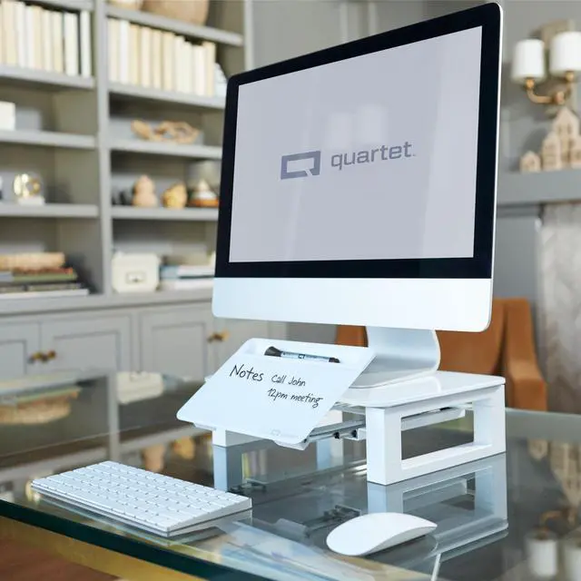 Alt view image 15 of 16 - quartet desktop glass monitor riser for computer with dry-erase board, adjustable height (q090gmrw01)