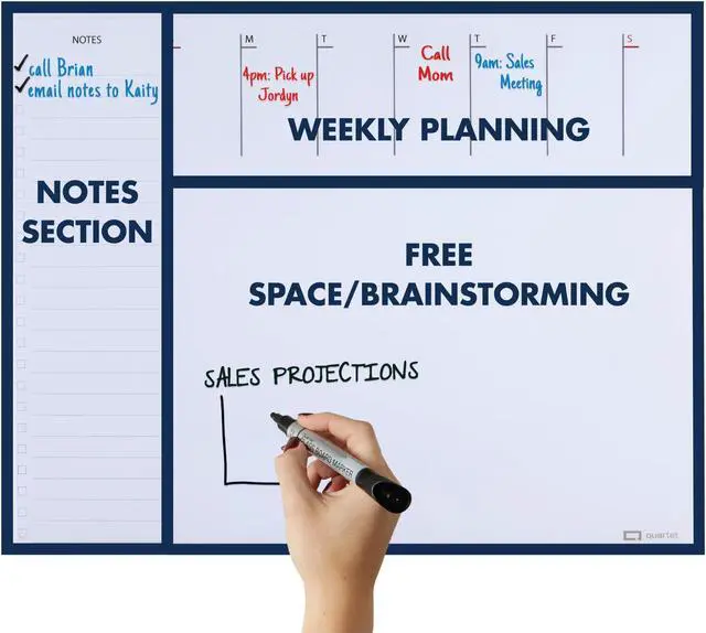 Alt view image 3 of 5 - Quartet Glass Dry-Erase Desktop Weekly Planner: 17 in. x 0.611 yds. (White)