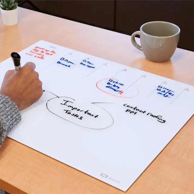 Alt view image 5 of 5 - Quartet Glass Dry-Erase Desktop Weekly Planner: 17 in. x 0.611 yds. (White)