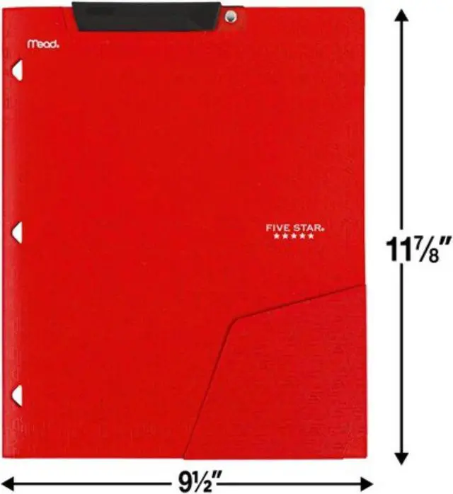 Alt view image 2 of 7 - Five Star Clip 'N Store 2-Pocket Plastic Folder: 9-1/2 in. x 0.319 yds. (Fire Red)