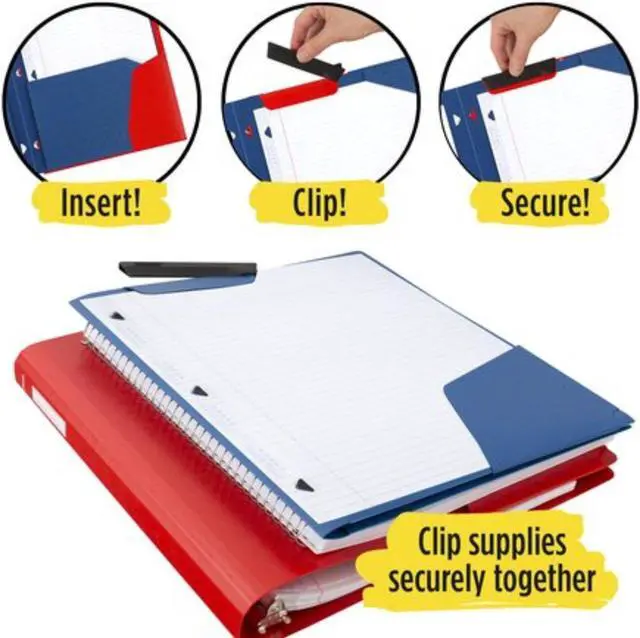Alt view image 7 of 7 - Five Star Clip 'N Store 2-Pocket Plastic Folder: 9-1/2 in. x 0.319 yds. (Fire Red)