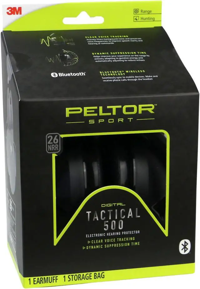 Alt view image 14 of 14 - Peltor Sport Tactical 500 Electronic Hearing Protection Ear Muffs, 26dB NRR, Blu