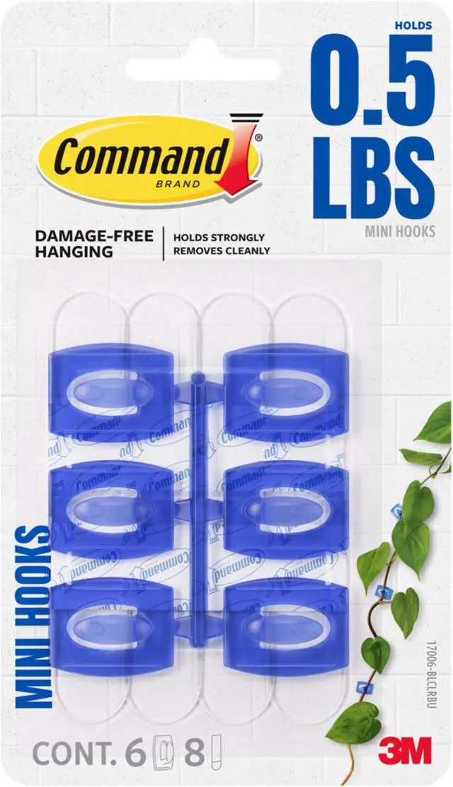 Alt view image 5 of 5 - Command Limited Edition Mini Hooks [Removable]: 6-Pack (Clementine) *6-pack