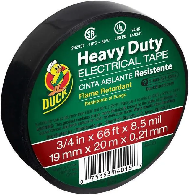 Alt view image 2 of 7 - Duck Brand Heavy Duty Electrical Tape [8.5 mil thick]: 3/4 in. x 66 ft. (Black) *canister-packed