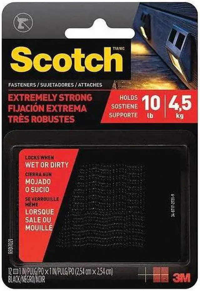 Main image of Scotch Extreme Fastener Squares: 1 in. x 1 in. (Black) *12-squares