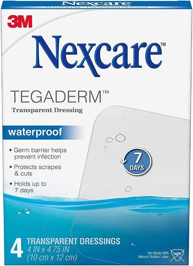 Alt view image 2 of 4 - Nexcare Tegaderm Transparent Dressings 4 Inches X 4-3/4 Inches, 4 Count (Pack of 3)