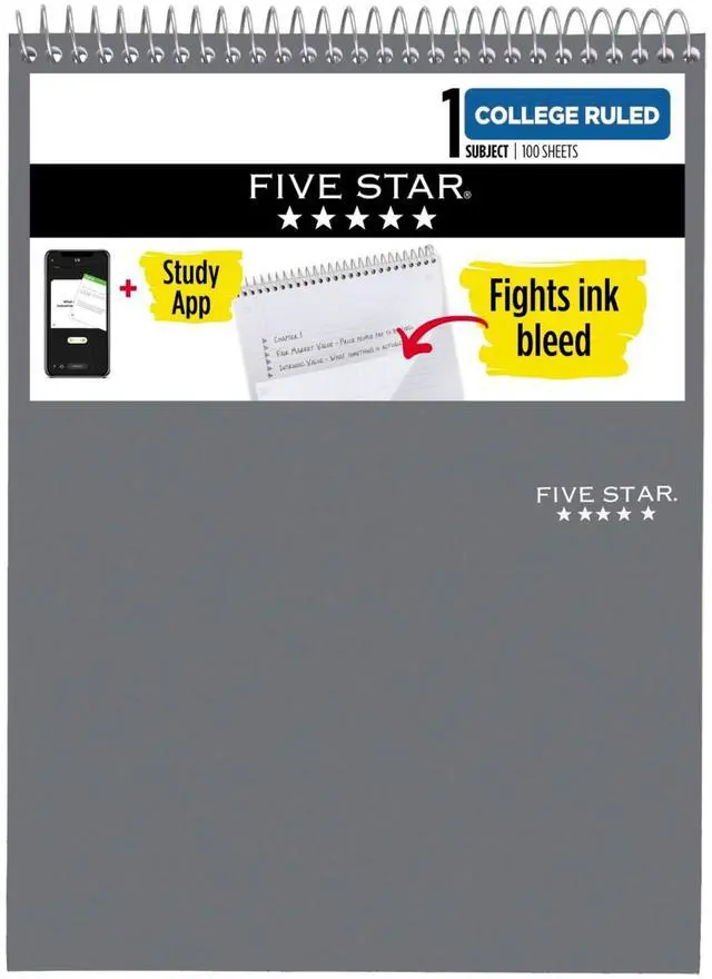 Alt view image 5 of 11 - Five Star 06182 Wirebound Notebook, College Rule, Letter,100 Sheets/Pad