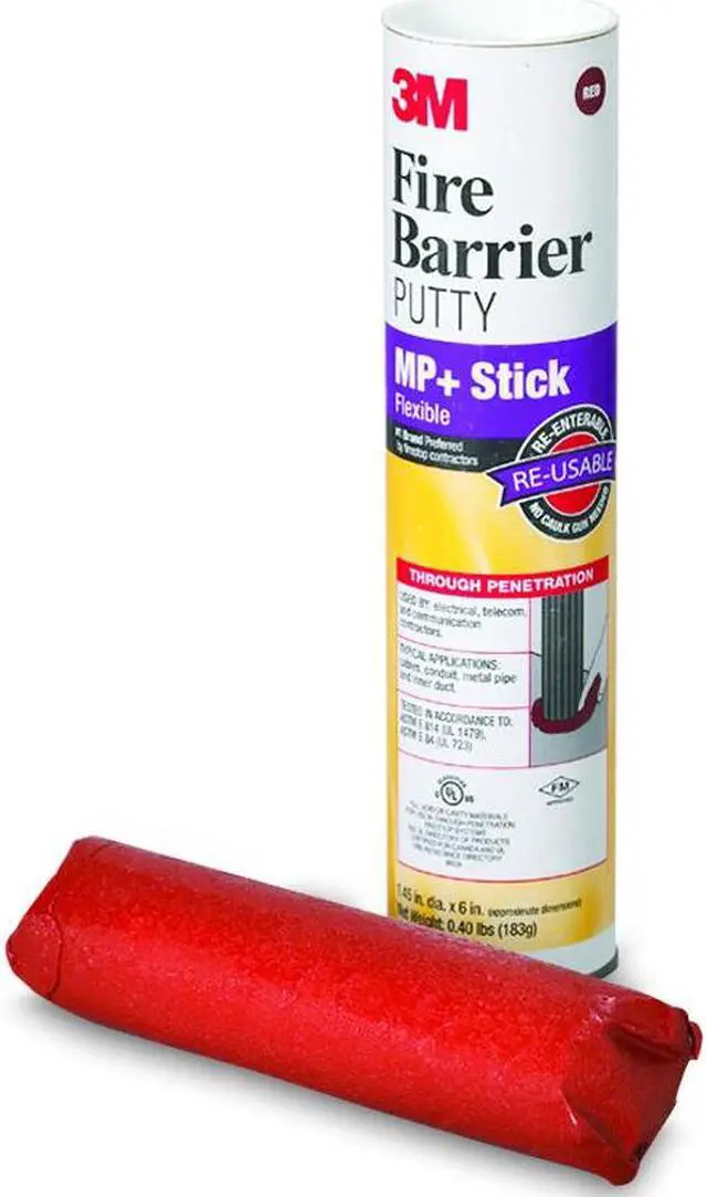 Alt view image 5 of 6 - 3M MP+STICK 1.5" x 6" Moldable Fire Barrier Putty Stick