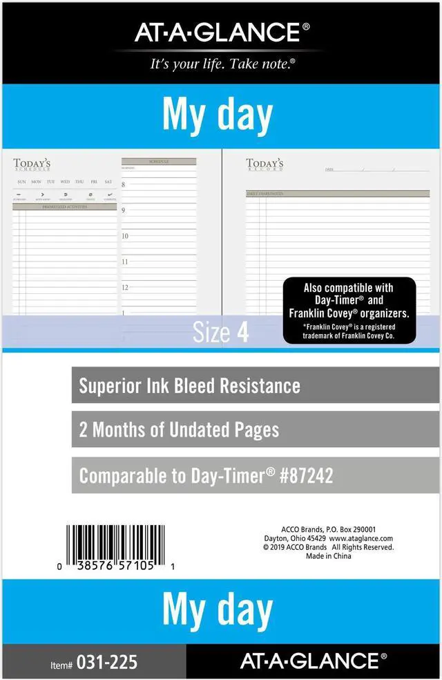 Alt view image 2 of 4 - At-A-Glance My Day Planner Refills [Undated]: 8-1/2 in. x 11 in. (White)