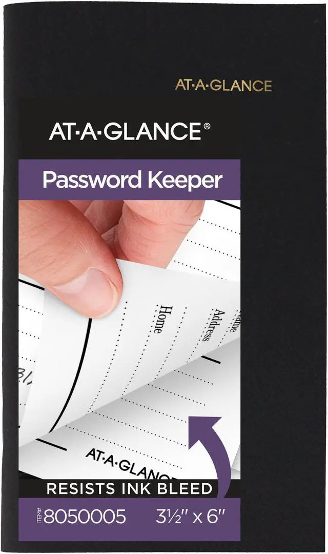 Alt view image 9 of 15 - AT-A-GLANCE Website Address Book Password Keeper 200 Entries Black 3 12 x 6 -