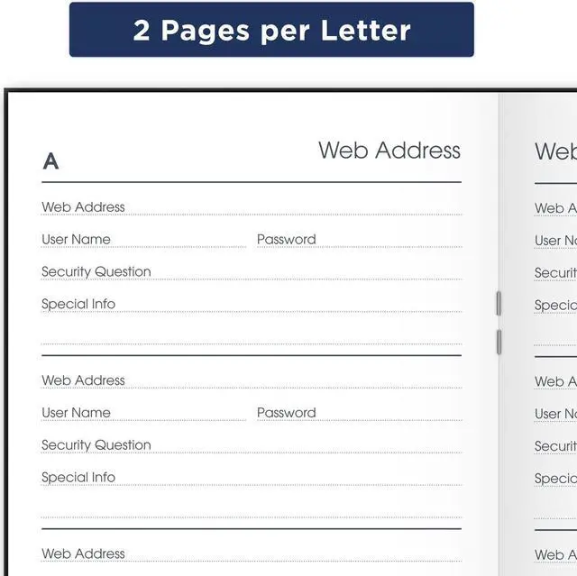 Alt view image 10 of 15 - AT-A-GLANCE Website Address Book Password Keeper 200 Entries Black 3 12 x 6 -