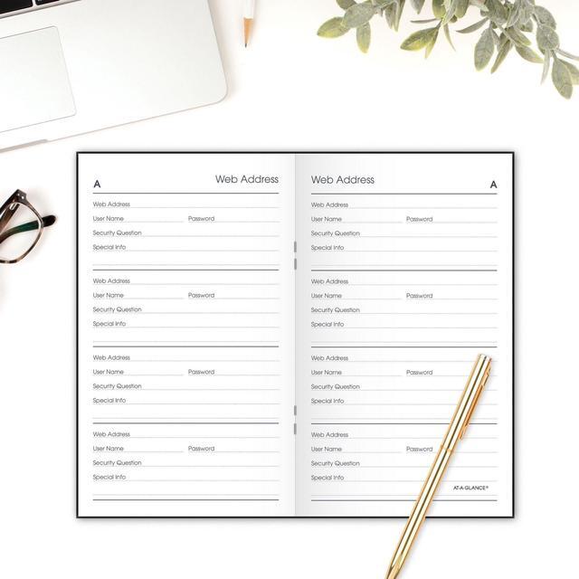 Alt view image 12 of 15 - AT-A-GLANCE Website Address Book Password Keeper 200 Entries Black 3 12 x 6 -