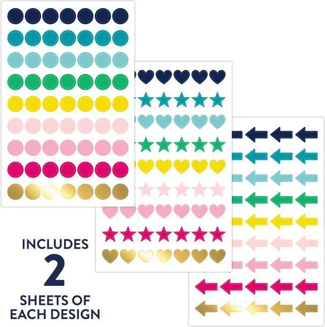 Alt view image 6 of 6 - At-A-Glance Simplified System by Emily Ley Shapes Sticker Pack: 6 sheets (Assorted Colors)