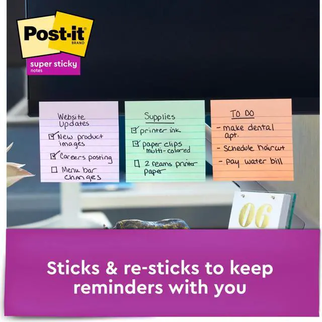 Alt view image 5 of 6 - Post-it Recycled Notes [Super Sticky Lined]: 4 in. x 4 in. (Wanderlust Collection) *90-sheets per pad / 6-pack