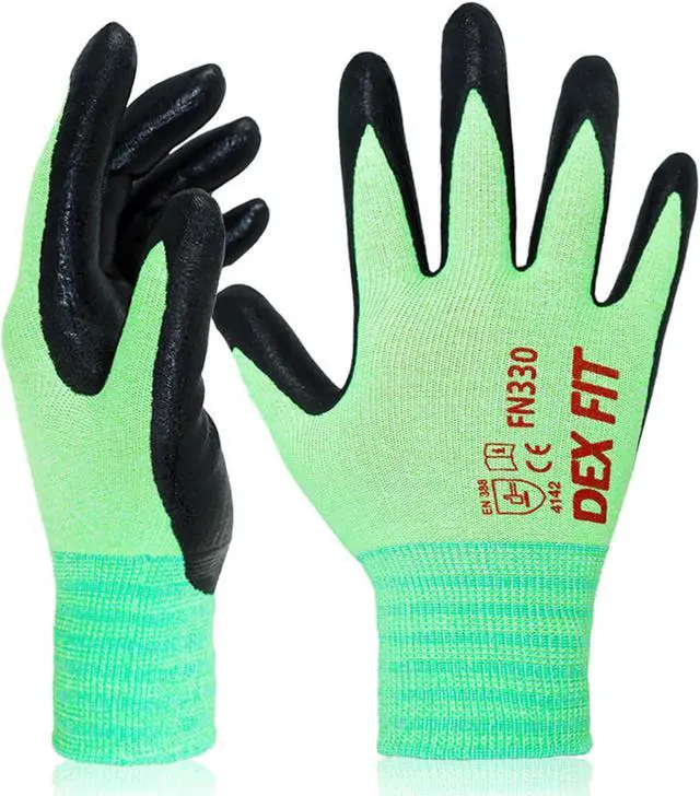 Main image of Muveen Touch Screen Compatible Nitrile Work Gloves [DEX FIT FN330]: large / 1-pack (Green)