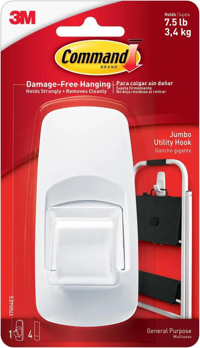 Alt view image 8 of 12 - Command X-Large Utility Hook White 1 Hook 4 Strips/Pack (17010-ES)