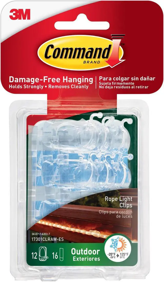 Alt view image 2 of 7 - command outdoor rope light clips, clear 17301clrawes