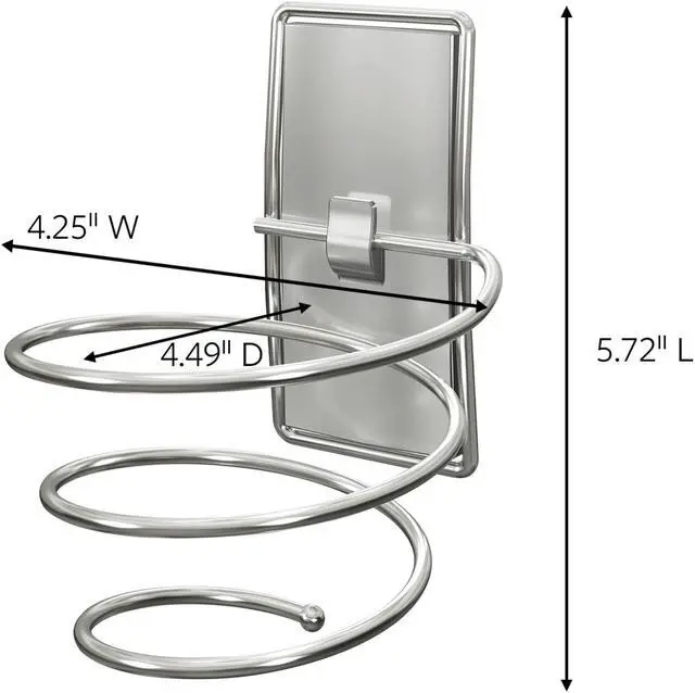 Alt view image 2 of 6 - Command Hair Dryer Holder [Removable]: 1 Holder with Water Resistant Strips (Satin Nickel)