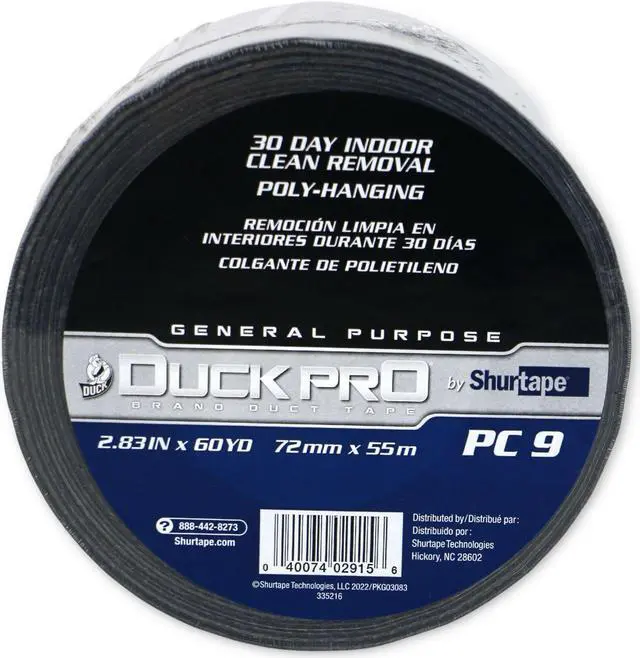Main image of Shurtape Duck Pro General Purpose Cloth Duct Tape (PC-9C): 3 in. (72mm actual) x 60 yds. (Black)