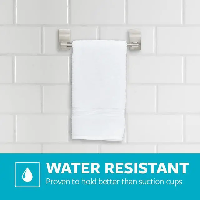 Alt view image 4 of 7 - Command Hand Towel Bar, Satin Nickel, 1-Towel Bar, 4-Water-Resistant Strips, Organize Damage-Free