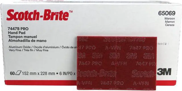 Alt view image 2 of 7 - Scotch-Brite 7447B Pro Hand Pad [Very Fine]: 6 in. x 9 in. (Red) *5-pack
