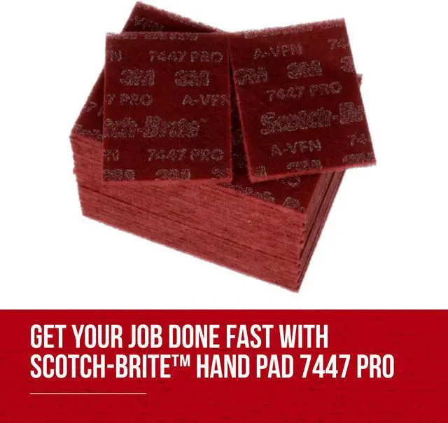 Alt view image 6 of 7 - Scotch-Brite 7447B Pro Hand Pad [Very Fine]: 6 in. x 9 in. (Red) *5-pack