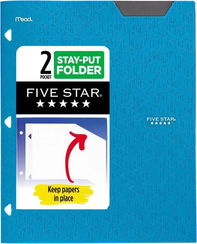 Alt view image 3 of 8 - Five Star Binder Pocket Folder, Stay-Put 2-Pocket Folder, 9-1/2x 11-3/4, Color Selected For You May Vary (3334