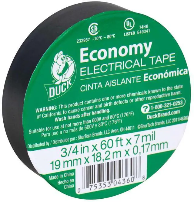 Main image of Duck Brand Economy Electrical Tape: 3/4 in. x 60 ft. (Black)